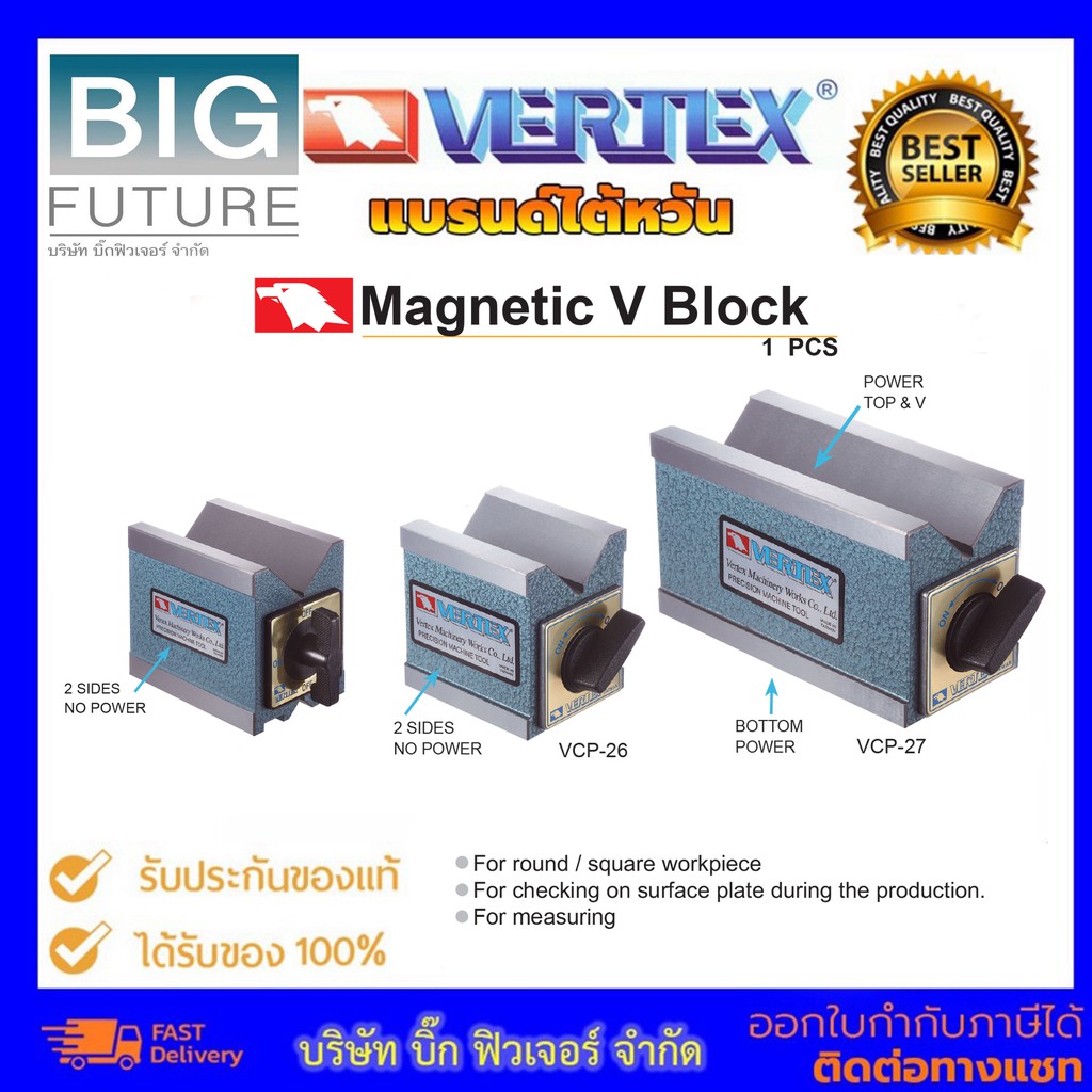 Magnetic V Block แม่เหล็กวีบล็อค แม่เหล็กแบบร่องวี แม่เหล็กจับชิ้นงาน แม่เหล็กถาวร บริษัท Bigfuture 