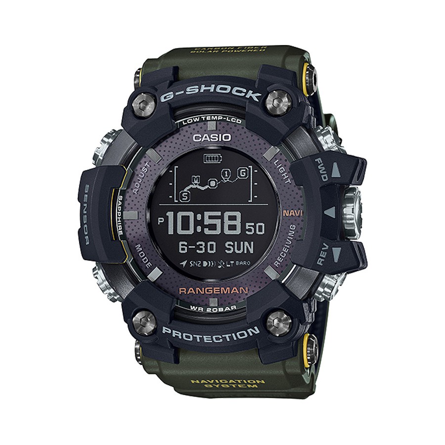 Casio G-Shock นาฬิกาข้อมือผู้ชาย สายเรซิ่น รุ่น GPR-B1000,GPR-B1000-1B - สีดำสายเขียว