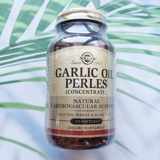 น้ำมันกระเทียมสกัดเข้มข้น Garlic Oil Perles Concentrate 250 Softgels (Solgar) บำรุงหัวใจ หลอดเลือด รักษาระดับคอเลสเตอรอล