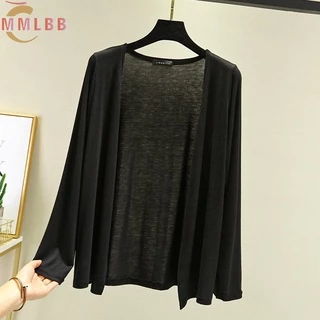 พร้อมสต็อกผู้หญิงแขนยาวคาร์ดิแกนเกาหลีกิริยาสุภาพสตรีเสื้อผ้าสบายๆเสื้อสเวตเตอร์ถักผ้าฝ้ายธรรมดา ม-2เอ็กแอล