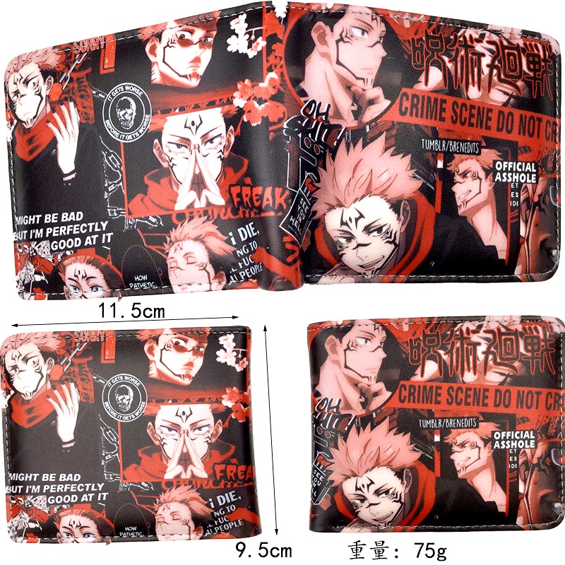 กระเป๋าสตางค์ หนัง PU ใบสั้น ลายการ์ตูนอนิเมะ Jujutsu Kaisen Itadori Yuji Fushiguro Megumi Gojo Satoru ราคา ถูกที่สุด ดีลบีเคเค แกลเลอรีภาพที่ 4