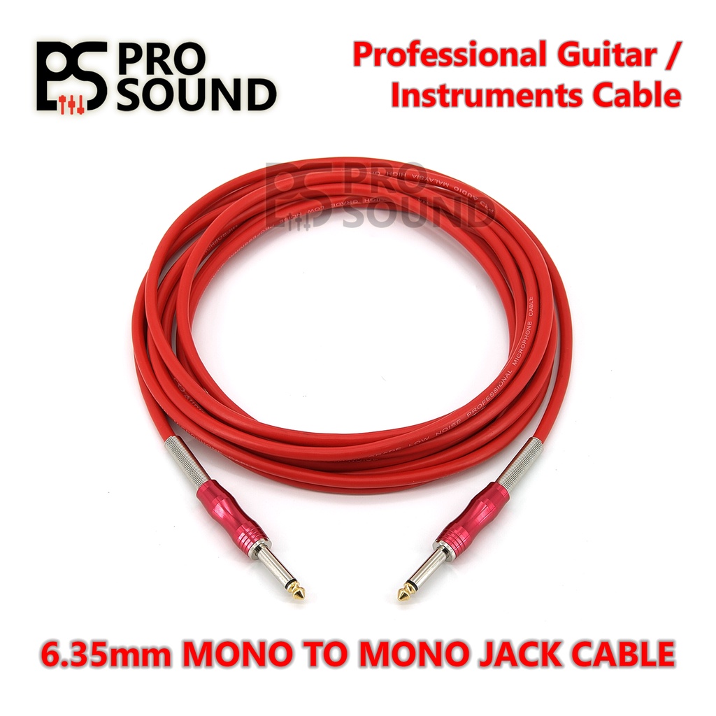 PS Pro Sound Microphone Guitar Instrument Cable Cord 1M, 3M, 5M, 10M, 15M, 20M, 6.3mm 1/4" MONO TO 6