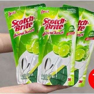 เหมา3ถุง 3M Scotch-Brite สก๊อตซ์-ไบทต์ น้ำยาล้างจาน ขนาด 550 ml  สูตรเข้มข้น 3เอ็ม น้ำยา ล้างจาน  สูตรมะนาว