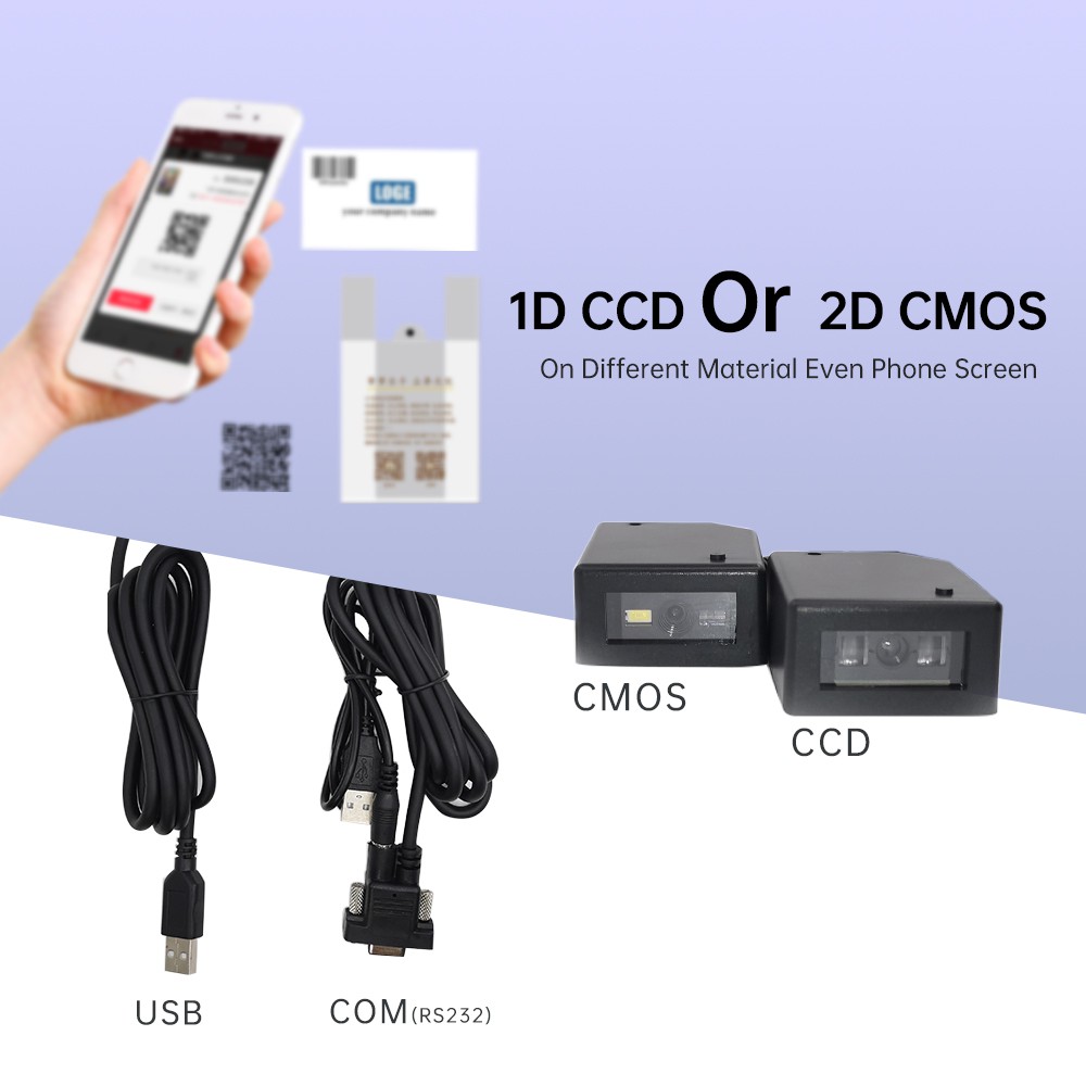 Teklead ฝัง1D CCD/ QR 2D Scanner โมดูล PDF417 DataMatrix Barcode Scanner USB RS232 COM Bar Code Read