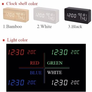 LED Li&Tai รุ่น 6035C ไม้นาฬิกาปลุกปฏิทินการควบคุมด้วยเสียงตารางอุณหภูมินาฬิกาดิจิตอล Despertador Desktop