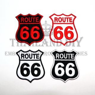 ตัวรีดติดเสื้อ ตัวรีดแนวๆ ป้ายถนน รูท66 Route66 Patch งานปัก DIY wop ตัวรีด อาร์ม ติดเสื้อ กางเกง ยีนส์ กระเป๋า 66 route