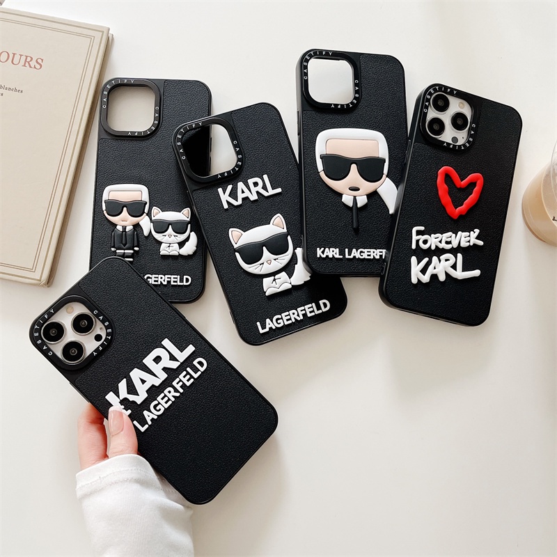 Casetifg เคสโทรศัพท์ซิลิโคน TPU แบบนิ่ม ลาย KARL LAGERFELD กันกระแทก คุณภาพสูง สําหรับ iPhone 11 12 13 14 Pro Max X XR XS Max