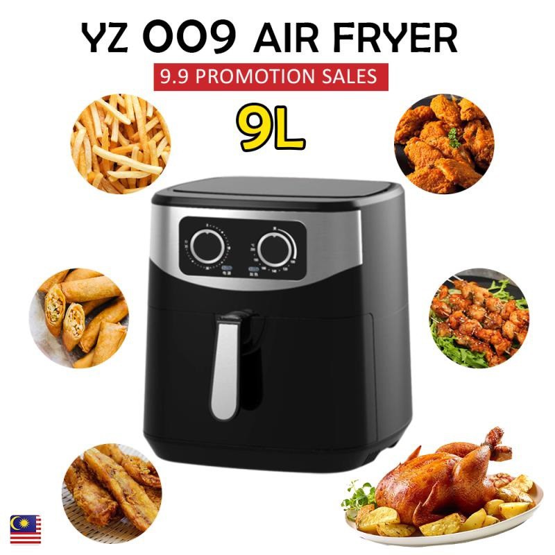 [ ผู้ขายในพื้นที่ ] 9L Big Premium Air Fryer ความจุย่างทอดอเนกประสงค์ปราศจากน้ํามัน (Boleh Mut Satu 