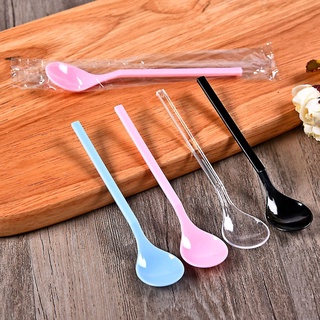 1pcs Disposable Spoons For Jelly Ice Cream Dessert Yogurt Cake Thick Plastic Spoon Fast Food Flatware Tableware