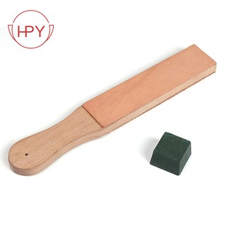 Wood Handle Leather Sharpening Strop Board With Polish Compound