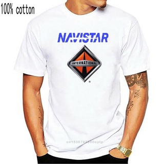 เสื้อผู้ชายเท่ - เสื้อยืดผ้าฝ้ายใหม่ Navistar อินเตอร์เนชั่นแนลรถบรรทุกโลโก้ผู้ชายสีดําขนาดวินเทจเส