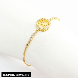 Inspire Jewelry (NN) ,สร้อยข้อมือ ประดับเพชรCZ ตัวเรือนหุ้ม ทอง24K  สามารถปรับขนาดได้ พร้อมกล่องกำไล