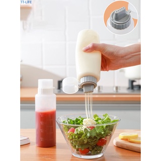 【TTLIFE】Kitchen with scale transparent squeeze sauce bottle with lid tomato sauce salad dressing five-hole