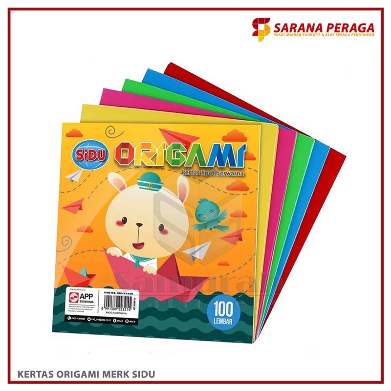 SaranaPeraga - กระดาษ Origami Sidu / กระดาษ Origami สีสันสดใส / กระดาษพับ Origami - ของเล่นเพื่อการศ