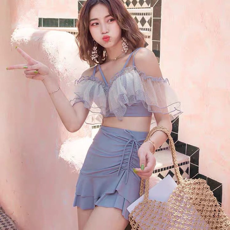 👙บิกินีเซ็ท3ชิ้น พร้อมผ้าคลุมพริ้วสวย  ชุดว่ายน้ำแฟชั่นพร้อมส่ง - รูปที่ 4