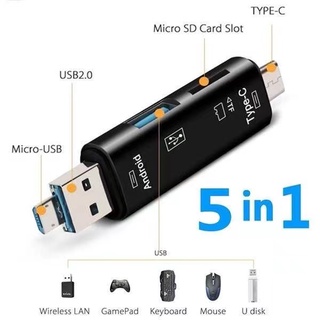 5 in 1 อะแดปเตอร์การ์ดรีดเดอร์ Usb 2.0 Type C Usb Micro Usb Tf SD อเนกประสงค์ อุปกรณ์เสริม สําหรับโทรศัพท์มือถือ