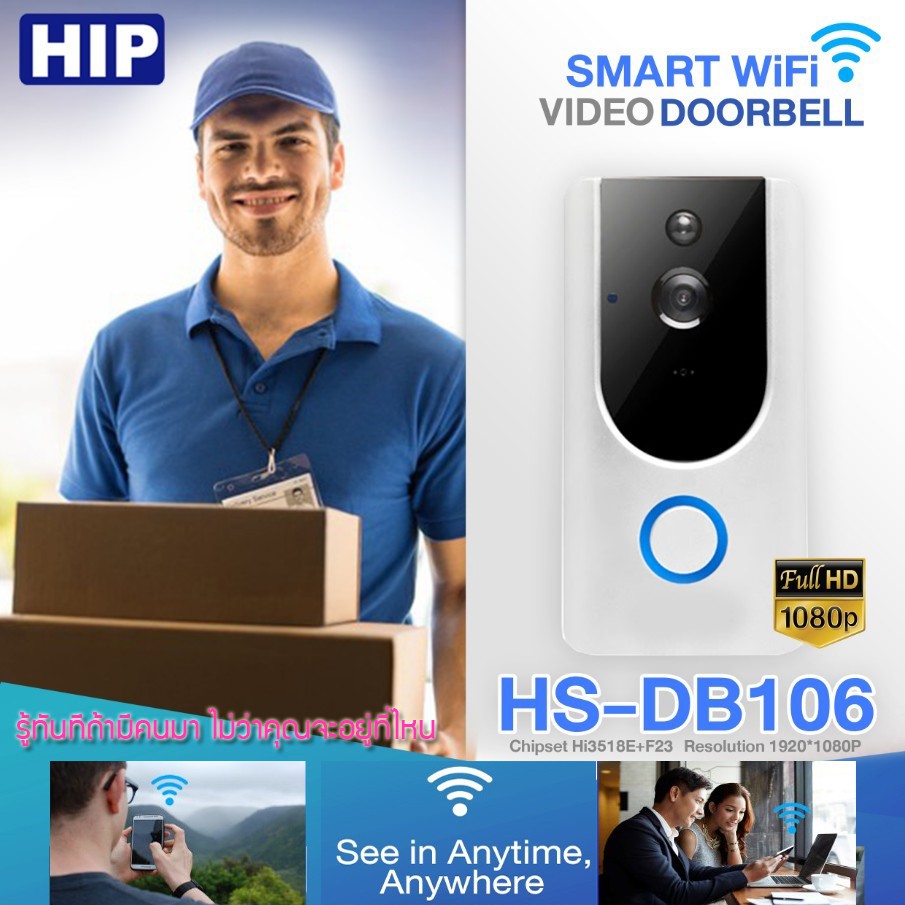 Video Door Bell ติดหน้าบ้าน เวลามีคนมาติดต่อ จะแจ้งเข้า App เป็นวีดีโอคอล  คุยกันได้เห็นภาพด้วย | Shopee Thailand