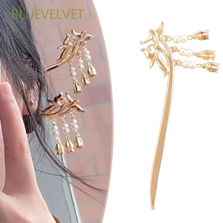 Vintage Hair Chopsticks Hair Making Hair Stick Magnolia Hair Pin Hair Pin Traditional Chinese Pearl Tassel Magnolia Hair Styling Chignon Pin