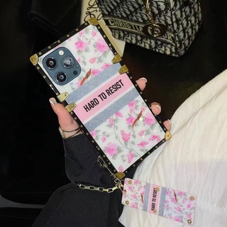 Xiaomi Mi 9 10 10T 11T 11 Lite POCO M3 X3 NFC MI12 12X 12pro Redmi 10C 7 9 9C 9T 9A Note10 11 8 9s Pro MAX Note 9S Luxury Electroplated Flower Metal Bracelet Square Phone Case
