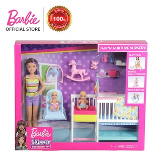 Barbie® Skipper® Babysitters Inc™ Nap ‘n Nurture Nursery™ Dolls and Playset ตุ๊กตา บาร์บี้ สกิปเปอร์ ดูเเลเด็ก เนิสเซอรี่ ของเล่น ของเล่นเด็ก (GFL38 ID)