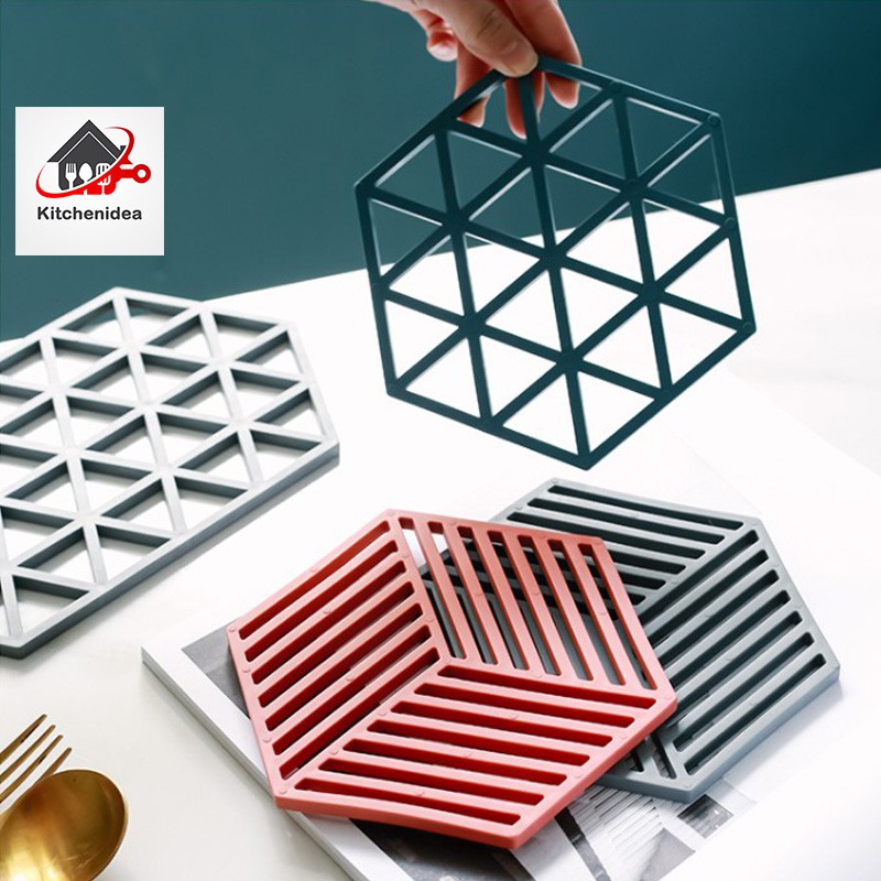 พร้อมส่งkitchenidea/ แผ่นรองหม้อซิลิโคน แผ่นรองแก้ว ทนความร้อน ซิลิโคนกันลื่น กันร้อน