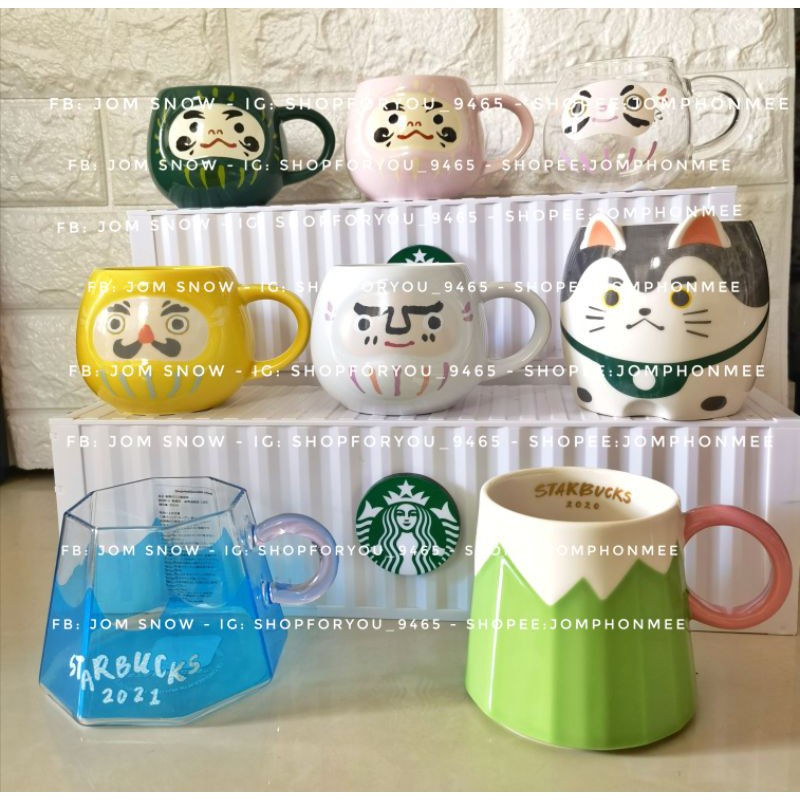 2020​-2021 Starbucks​ Japan​ Daruma and​ Mount  Fuji Mug​ &amp;​ Glass