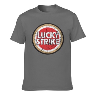 ผ้าฝ้ายคอกลมเสื้อยืด ผ้าฝ้าย พิมพ์ลายโลโก้บุหรี่ Lucky Strike สําหรับผู้ชายfrom S-4XL