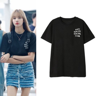 เสื้อยืดผ้าฝ้ายANTI SOCIAL SOCIAL CLUB เสื้อยืด พิมพ์ลายโลโก้ Blackpink Lisa ป้องกันสังคมโซเชียลคลับ#เสื้อยืดแขนยาว #เสื