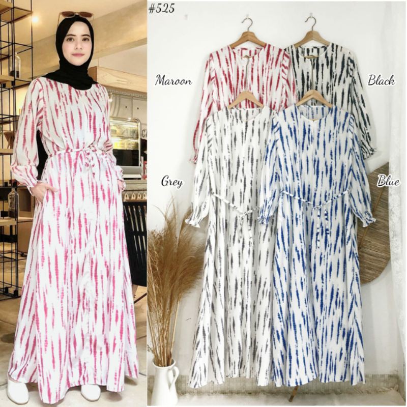 [3NCORE] Gamis TIE DYE ALEIA PRINTED RUFFLE DRESS