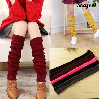 seafeel Fashion Winter Elastic Solid Color Knitted Leg Warmers Leggings Women Boot Cover