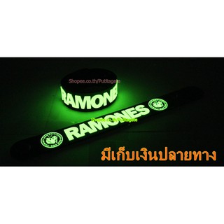 RAMONES ราโมนส์ Wristband ริสแบนด์ เรืองแสง กำไลยาง ปั๊มนูน วงร็อค pg39 พร้อมส่ง