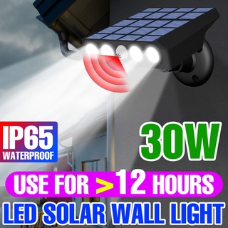 โคมไฟติดผนัง LED พลังงานแสงอาทิตย์ กันน้ํา IP65 เซนเซอร์จับการเคลื่อนไหว 12 ชั่วโมง สําหรับสวน กลางแจ้ง