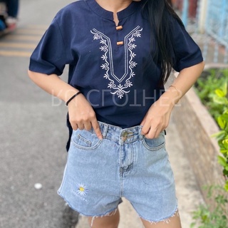 เสื้อคอจีน หม่องวินเทจ สีกรม มีทุกไซส์ (แขนสั้น)