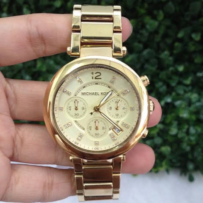 (ผ่อน0%) นาฬิกา สีทอง  MK5701 - Michael Kors Women’s Parker Chronograph Champagne Dial Gold-Tone Watch 39 มม.