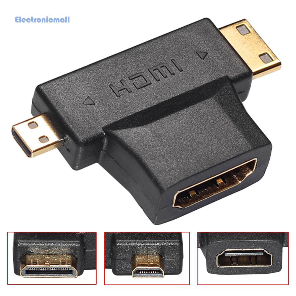 อะแดปเตอรเชอมตอ 3 X HDMI Female to Mini Micro HDMI Male 2 in 1 Multi 90 bellare th