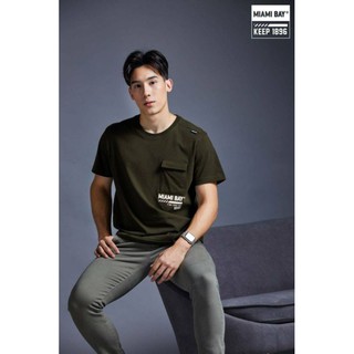 Miami Bay® เสื้อยืดชาย รุ่น KEEP สีเขียวขี้ม้า