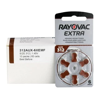[แท้100% รุ่นใหม่] ถ่านเครื่องช่วยฟัง RAYOVAC A312 PR41 กล่องละ 10 แพ็ค (60ก้อน)