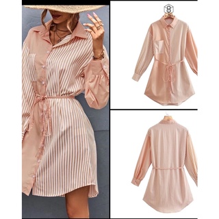 🌈🌿🌺🌸🌼🧡::: apricot striped shirtdress :::🧡