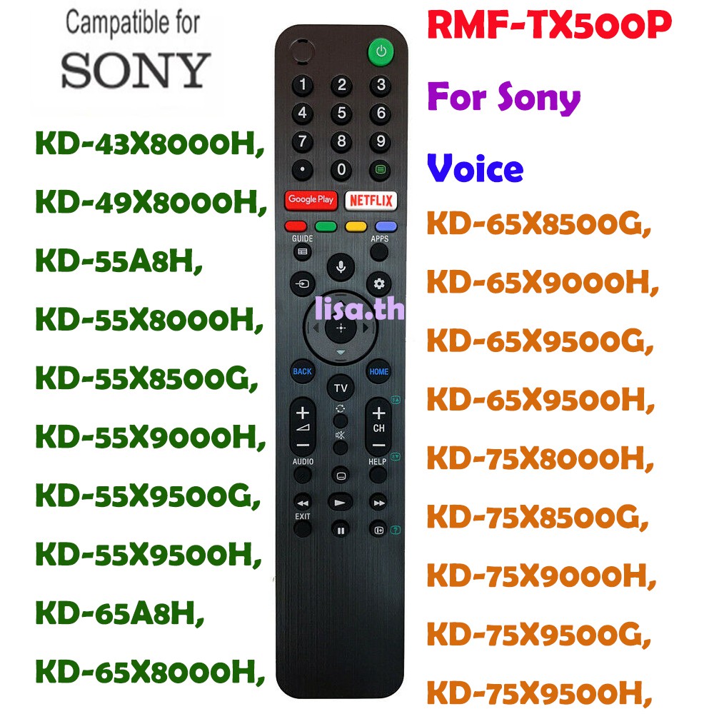 รีโมตคอนโทรล RMF-TX500P สําหรับสมาร์ททีวี Sony Voice 4K KD-65X9500G RMF-TX500U KD-43X8000H KD-49X8000H KD-55A8H KD-55X8000H KD-55X8500G KD-55X9000H KD-55X9500G KD-55X9500