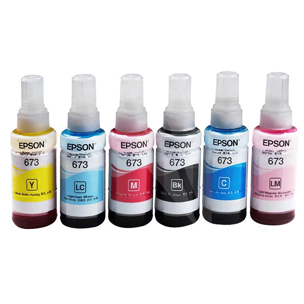 หมึก Epson 673 6สี หมึกเติมของแท้ % แบบไม่มีกล่อง L800/L805/L810/L850/L1800