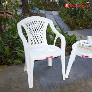 Srithai Superware เก้าอี้พลาสติก นั่งเล่น มีพนักพิง และที่เท้าแขน ที่นั่ง สำหรับ สนามหญ้า ห้องทานข้าว รุ่นCH-52 เซ็ต 2