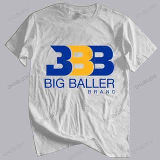 เสื้อยืดโอเวอร์ไซส์เสื้อยืด ผ้าฝ้าย พิมพ์ลาย BBB - MENS WHITE W ROYAL &amp; GOLD PRINT - LOS ANGELES SHOWTIME LAKE ทรงหลวม แ