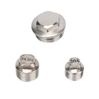1 พีซี สแตนเลส 1/2" 3/4" 1" ปลั๊กหัวเหลี่ยม ข้อต่อท่อน้ํามันแก๊สน้ํา