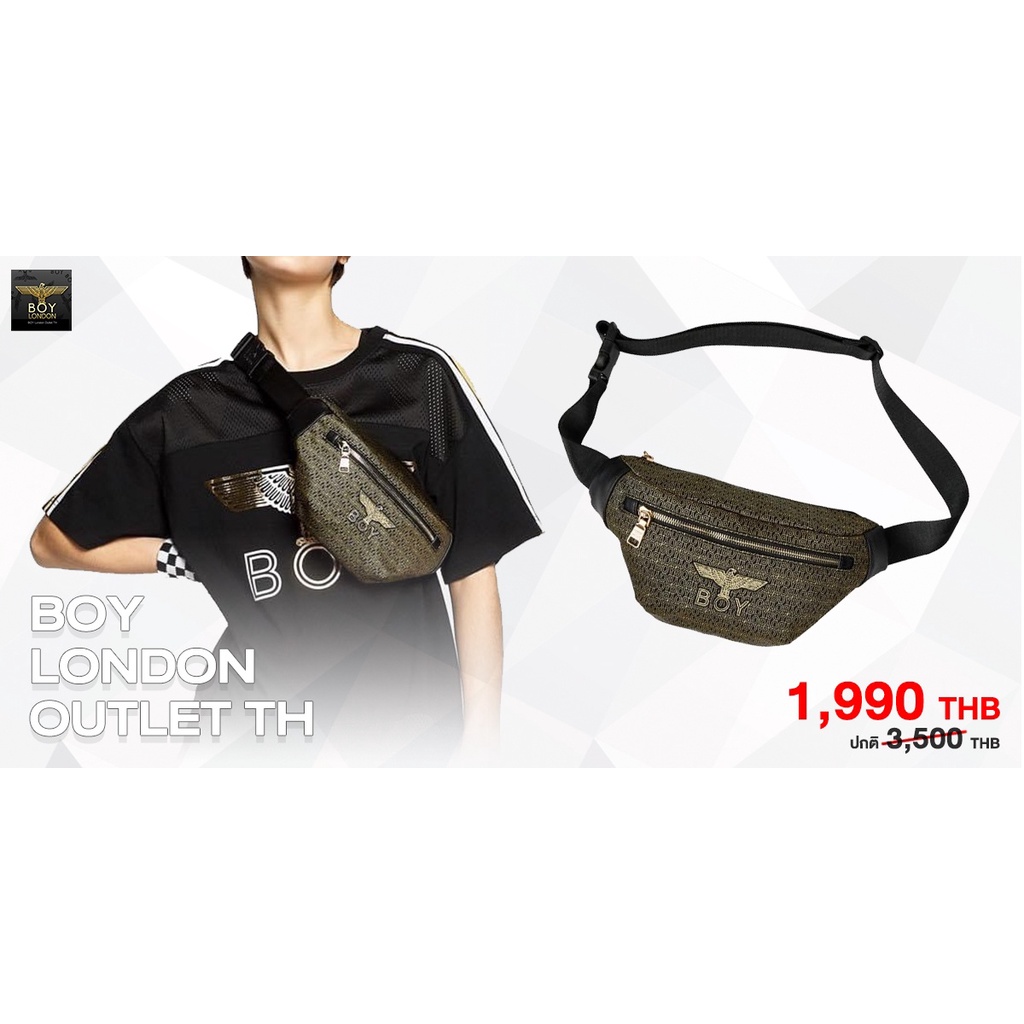 BOY LONDON Waist Bag  - Black/Gold กระเป๋าคาดอก คาดเอว บอยลอนดอน สีดำ/ทอง  ของแท้ พร้อมส่ง