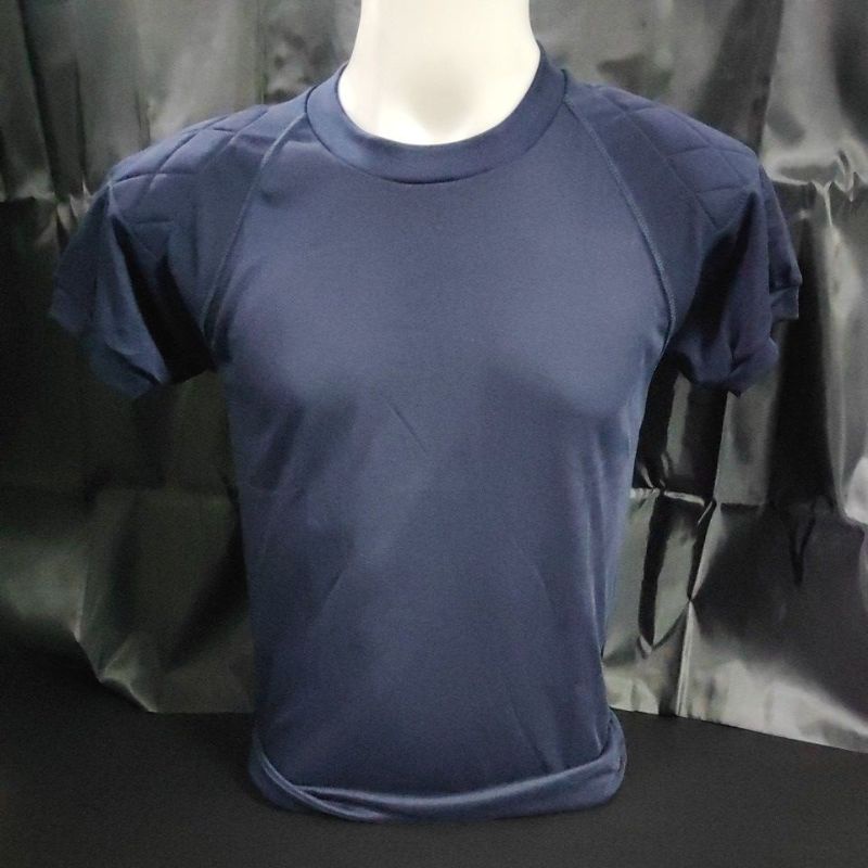 เสื้อยืดสีกรมท่าบุไหล่ผ้าCOTTONเเท้100%
