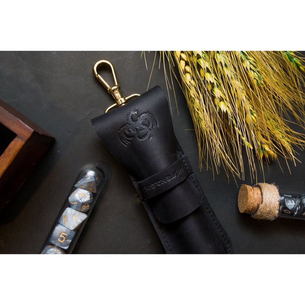 RPG Dice Potion Bag With Fantasy Dice Potion Flask Set:Black Leather Single Potion Bag with Leather 