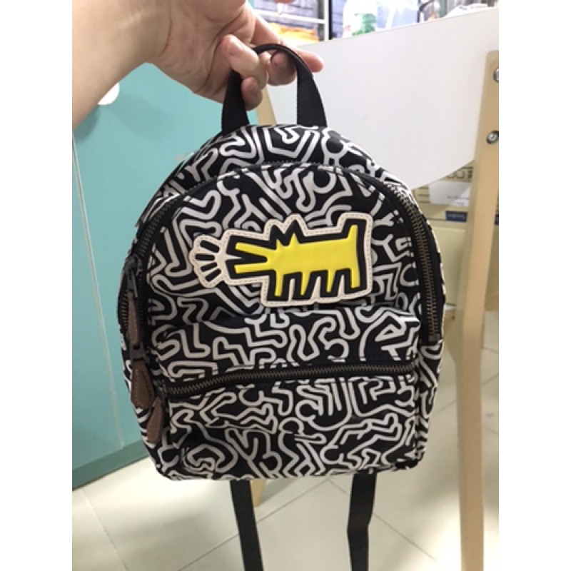 Coach X Keith haring print nylon mini charlie backpack bag แท้ 100% กระเป๋าเป้มินิสะพายหลัง