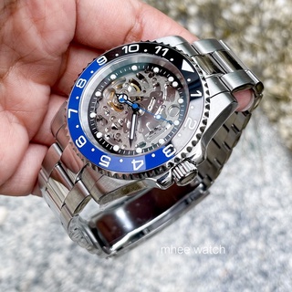 Seiko Modified Batman Skeleton Open Back Case Show the Movement