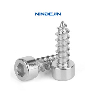 NINDEJIN สกรูหัวจม 55pcs M2 M2.6 M3 M4 Hexagon Hex Socket Cap Head สกรูแตะด้วยตัวเอง 304 สแตนเลสสตีล Allen Head Screw สำหรับลำโพง