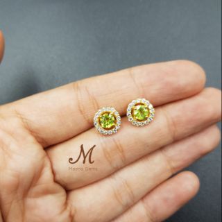 Meena Gems ต่างหูพอริดอทแท้ ตัวเรือนเงินแท้925 จัดส่งฟรีพร้อมกล่อง